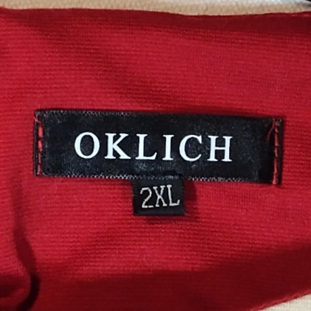 Red & Cream Sz. 2XL OKLICH Pencil Dress - Picture 3 of 5